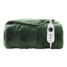 Basketweave Faux Fur Heated Throw